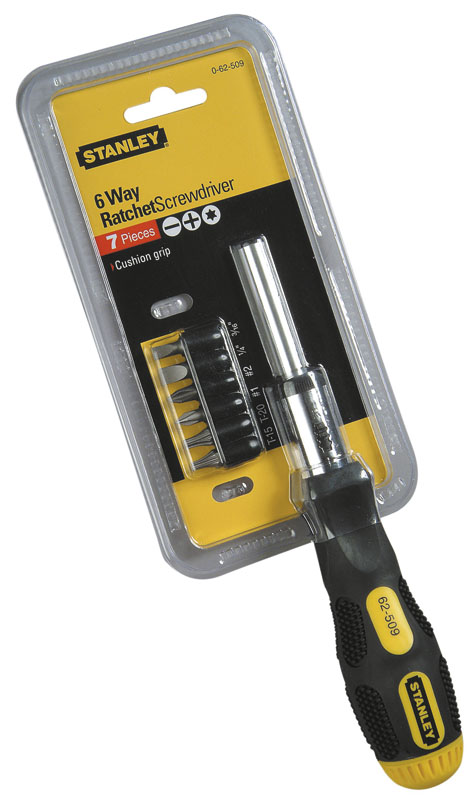 0-62-509 STANLEY  ОТВЕРТКА С 6-ТЬЮ СМЕННЫМИ ВСТАВКАМИ С ХРАПОВЫМ МЕХАНИЗМОМ