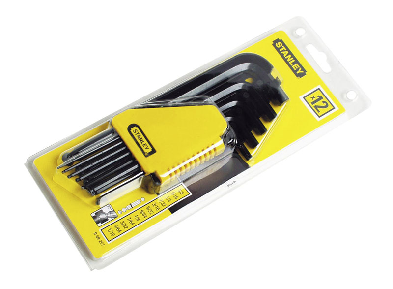 0-69-257 STANLEY КОМПЛЕКТ ИЗ 12-ТИ  ТОРЦЕВЫХ ШЕСТИГРАННЫХ КЛЮЧЕЙ 1/16"->3/8"