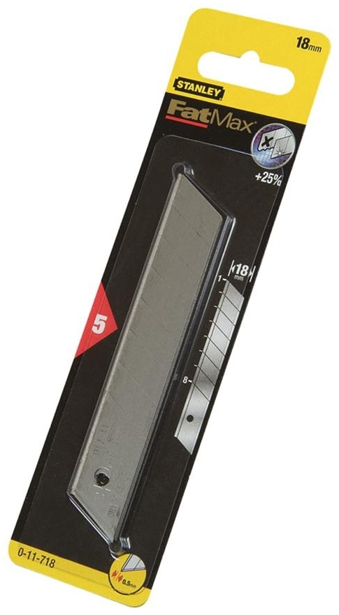 0-11-718 STANLEY  ЛЕЗВИЕ ДЛЯ НОЖА FATMAX С 18-ММ ЛЕЗВИЕМ С ОТЛАМЫВАЮЩИМИСЯ СЕГМЕНТАМИ 5ШТ