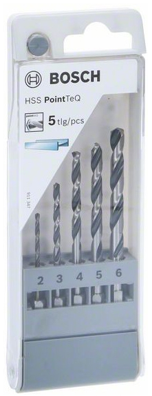 Набор сверл HSS PointTeQ 5 сверл по металлу с шестигранным хвостовиком