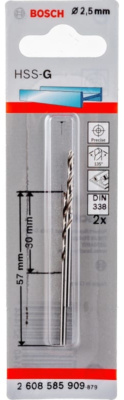 Сверло BOSCH 2,5 мм HSS-G (2)