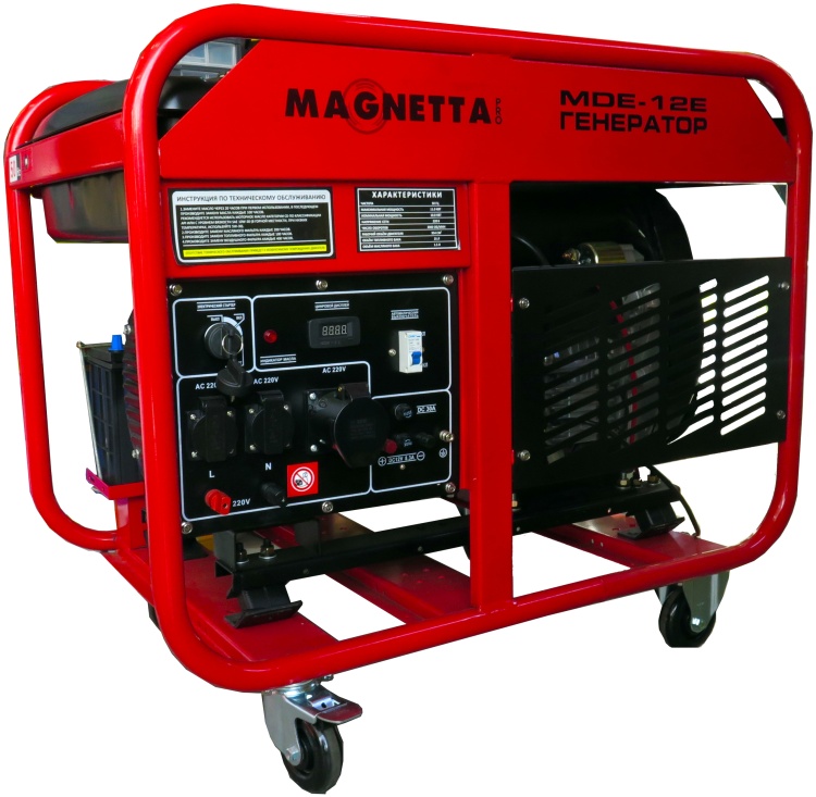 Magnetta, MDE-12E, Дизельный генератор 10 кВт, 220 В, двухцилиндровый двигатель 954 куб. см