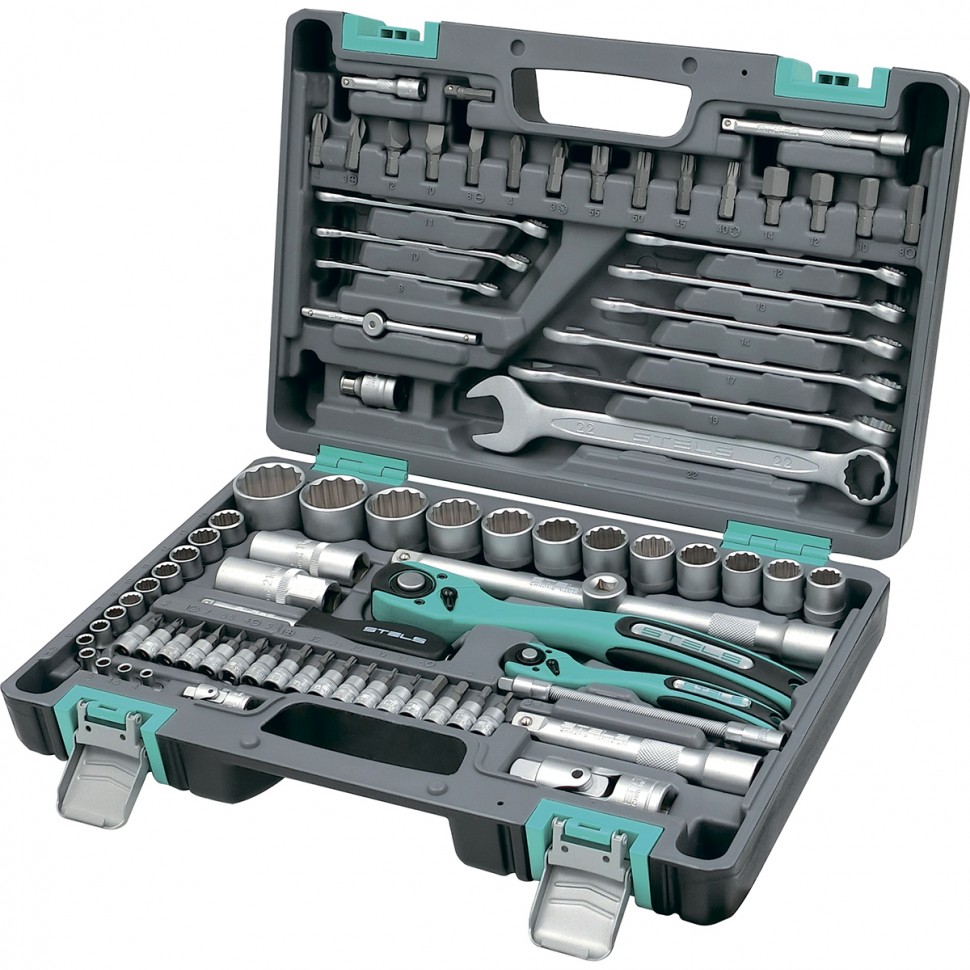 Набор инструментов, 1/2, 1/4, 82 предмета STELS