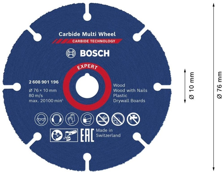 Диск по дереву 76мм для GWS 10.8 Expert BOSCH