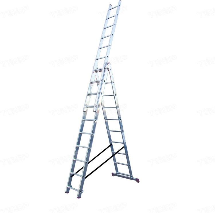 Алюминиевая трехсекционная лестница KRAUSE CORDA 3x10