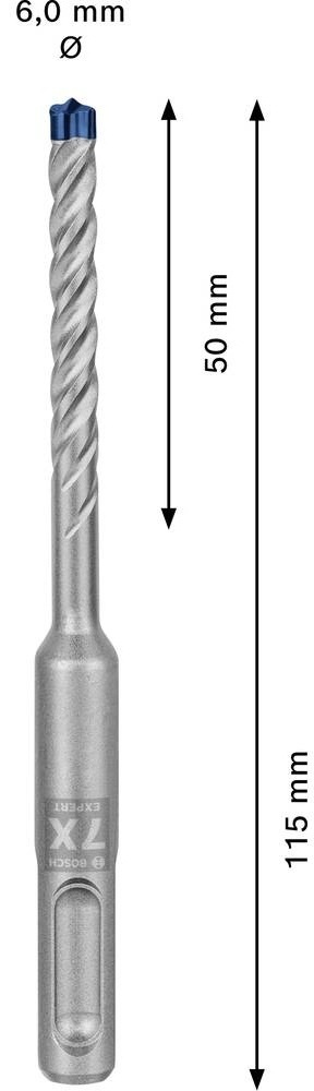 Бур BOSCH SDS plus-7X д/арм.бетона 6x50x115мм Expert (30)