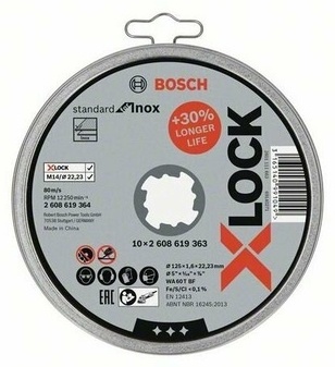 X-LOCK Отрезной диск  Standard for Inox 125x1.6x22.23мм прямой 10шт