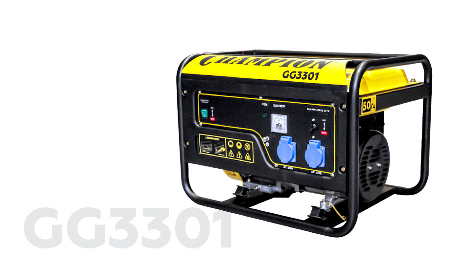 Генератор CHAMPION GG3301  (2,8/3,1кВт 6лс 15л 46кг)