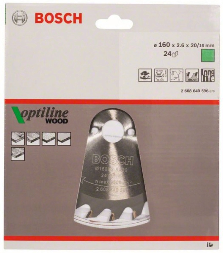 Диск BOSCH пильный 160х20-24 OPTILINE 