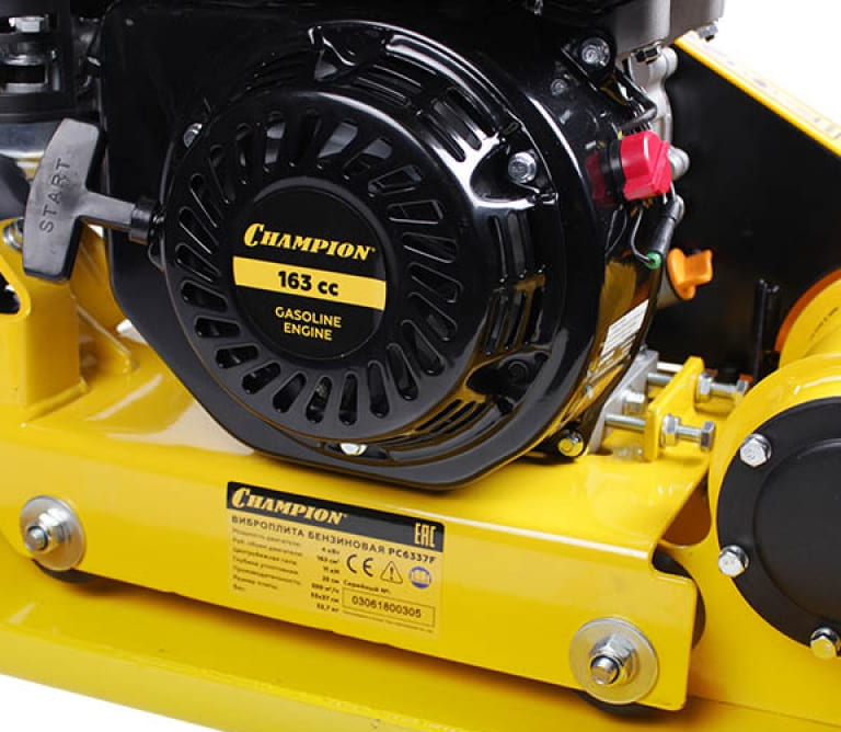 Виброплита бензиновая CHAMPION PC6337F (52,7кг11кН53*37см25см550м2/час4кВт)