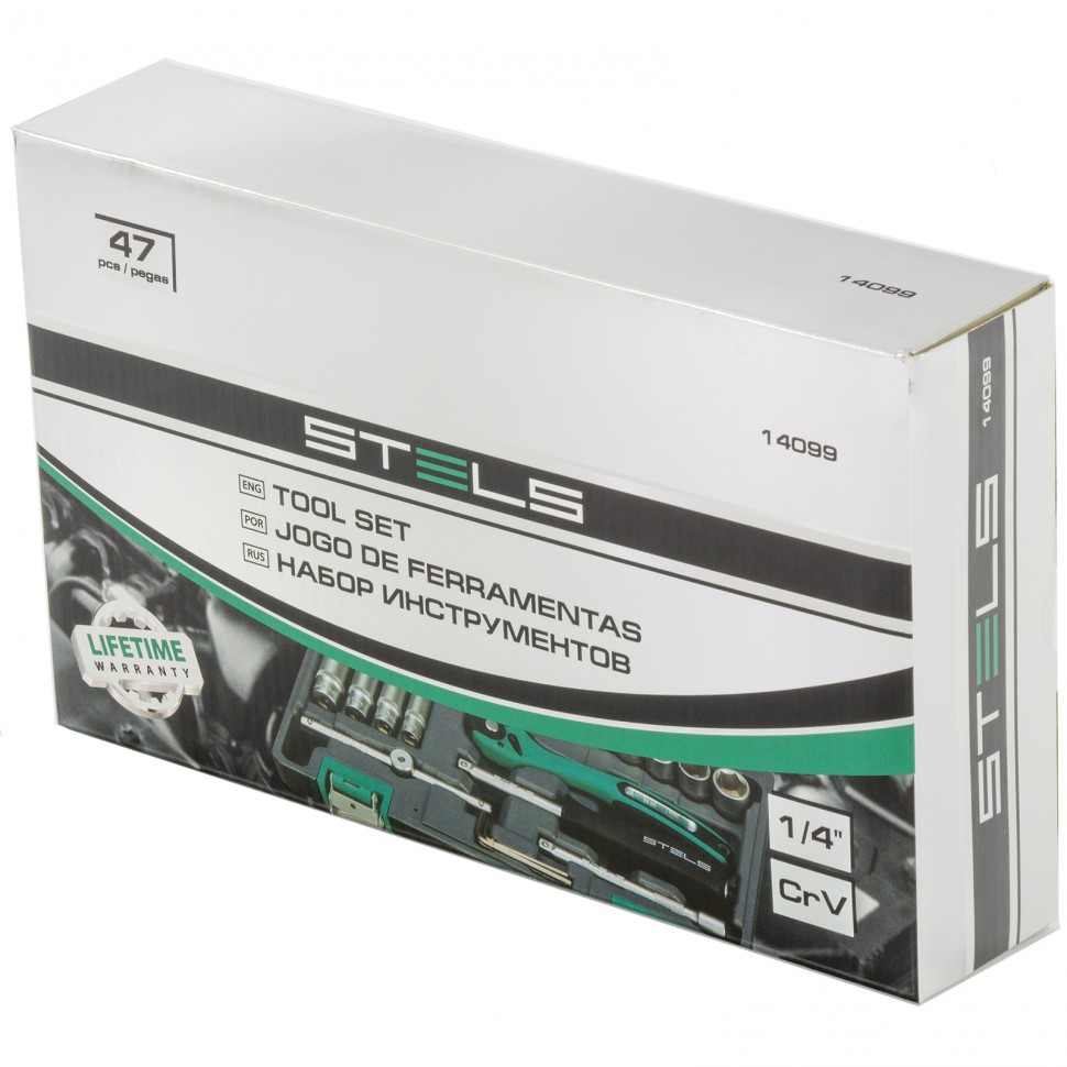 Набор инструмента, 1/4, Cr-V, S2, 47 предметов STELS