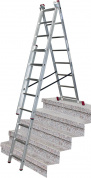 Алюминиевая трехсекционная лестница с функцией лестничных пролетов KRAUSE CORDA 3х8