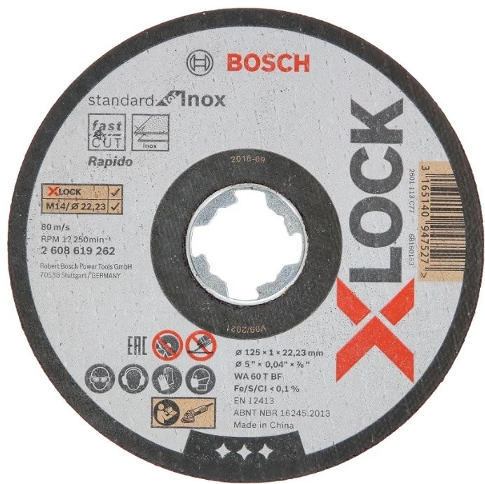 X-LOCK Отрезной диск  Standard for Inox 125x1x22.23мм прямой