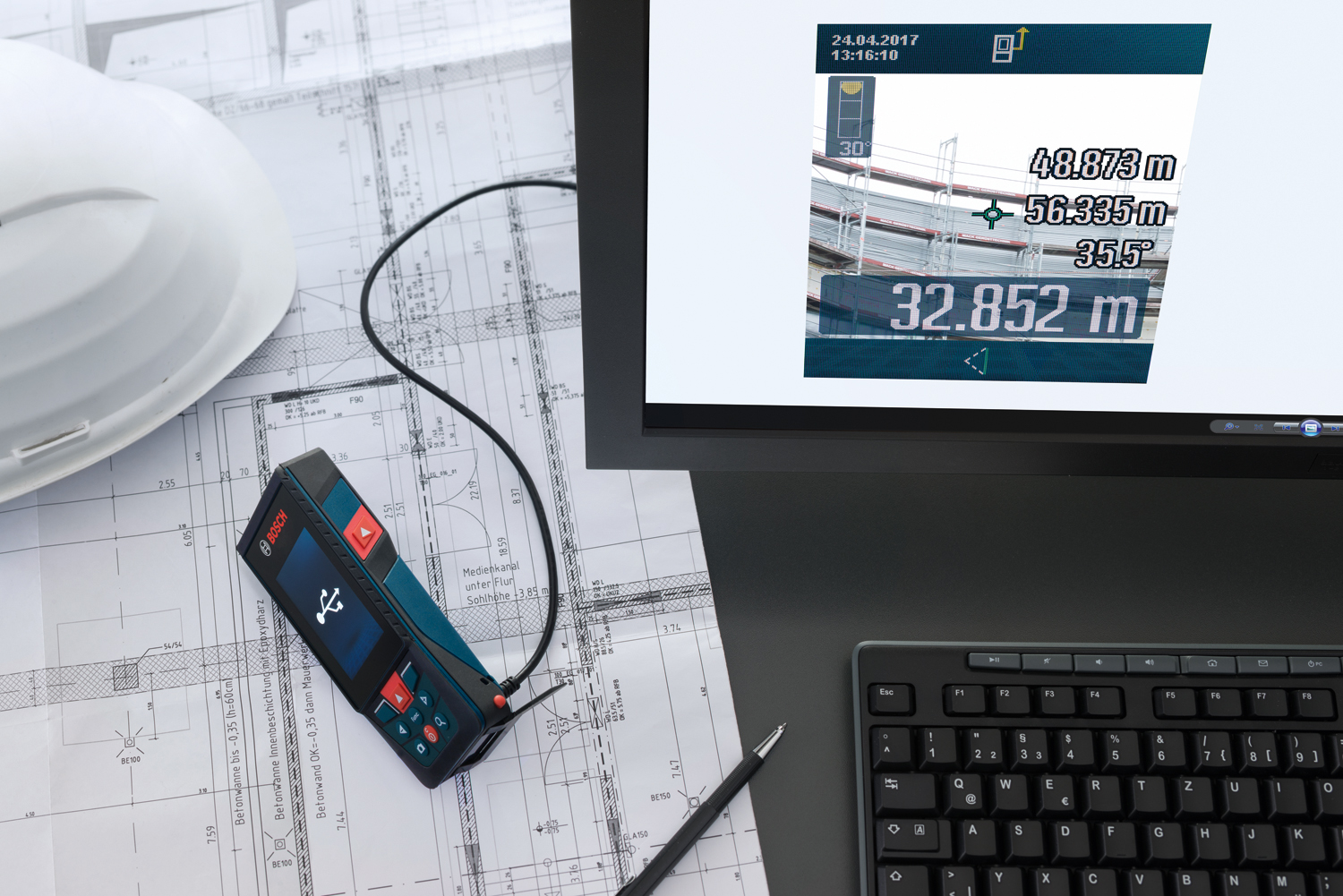 Лазерный дальномер Bosch GLM 120 C Professional + ВТ 150 в комплекте