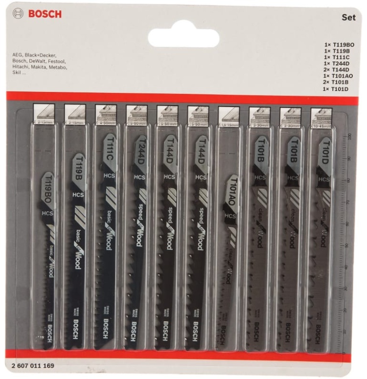 Набор лобзиковых пилок BOSCH Wood (10шт) 