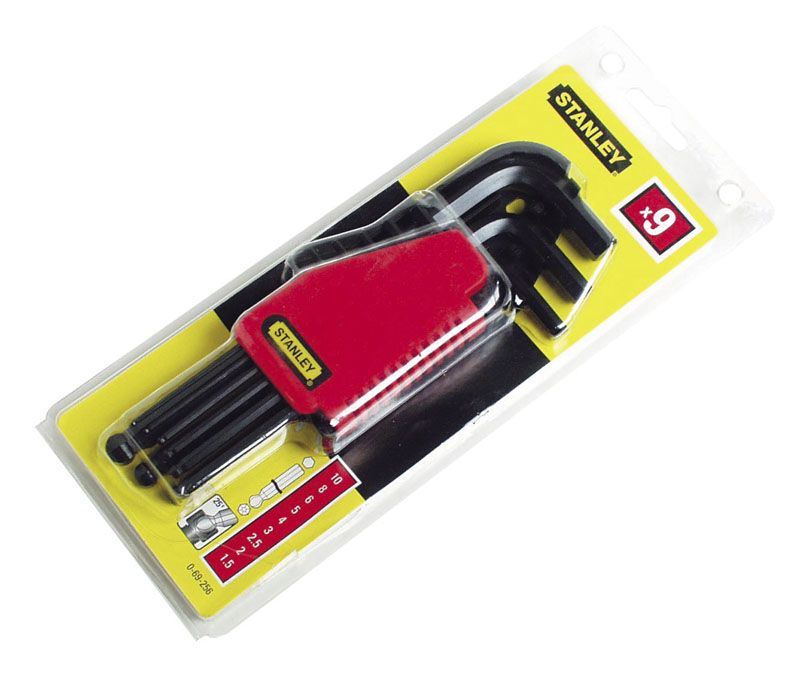 0-69-256 STANLEY КОМПЛЕКТ ИЗ 9-ТИ ТОРЦЕВЫХ ШЕСТИГРАННЫХ КЛЮЧЕЙ С ШАРОВИДНЫМ НАКОНЕЧНИКОМ 1,5->10ММ