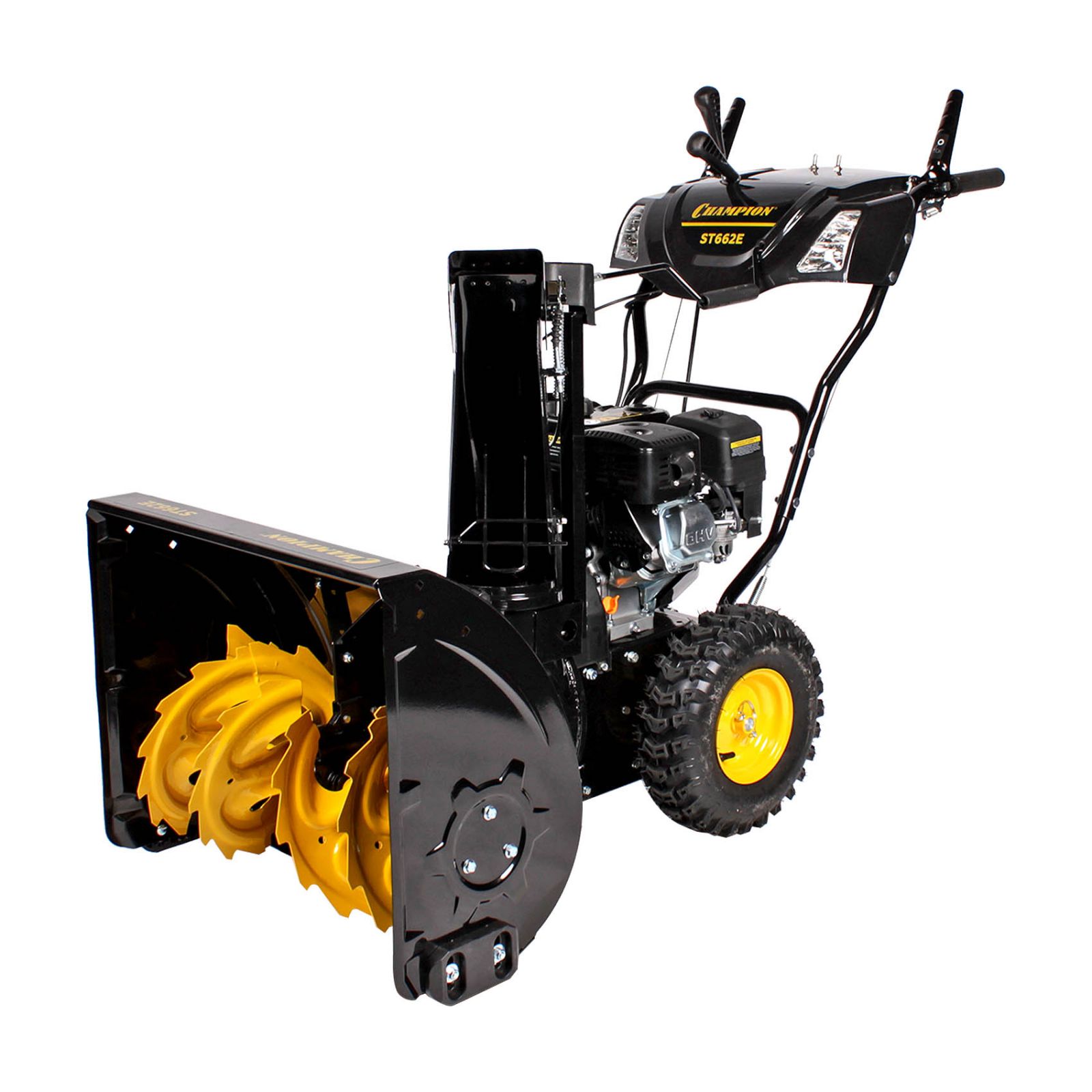 Снегоотбрасыватель CHAMPION ST662E (6,5л/с 61см 6F/2R колеса.3,6л/80,5кг,эл.стартер,фары,обогрев рук)
