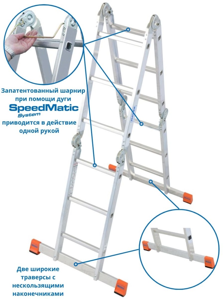 Шарнирная универсальная лестница-трансформер MULTIMATIC  4x3 KRAUSE (Германия)