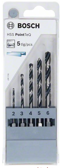 Набор сверл HSS PointTeQ 5 сверл по металлу с шестигранным хвостовиком
