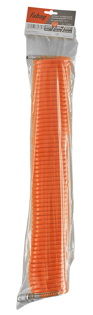 FUBAG Шланг спиральный с фитингами рапид, химически стойкий полиамидный (рилсан), 15бар, 8x10мм, 15м