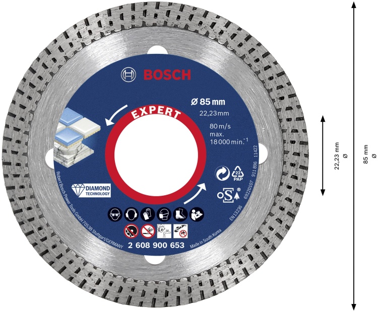Диск алмазный HardCeramic 85/22,23 Expert BOSCH