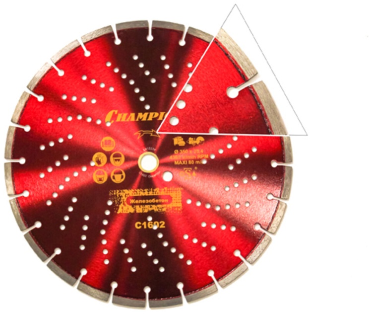 Диск алмазный CHAMPION бетон PRO 350/25,4/10 Heavyсut (ж/б, старый бетон, железо) C1602