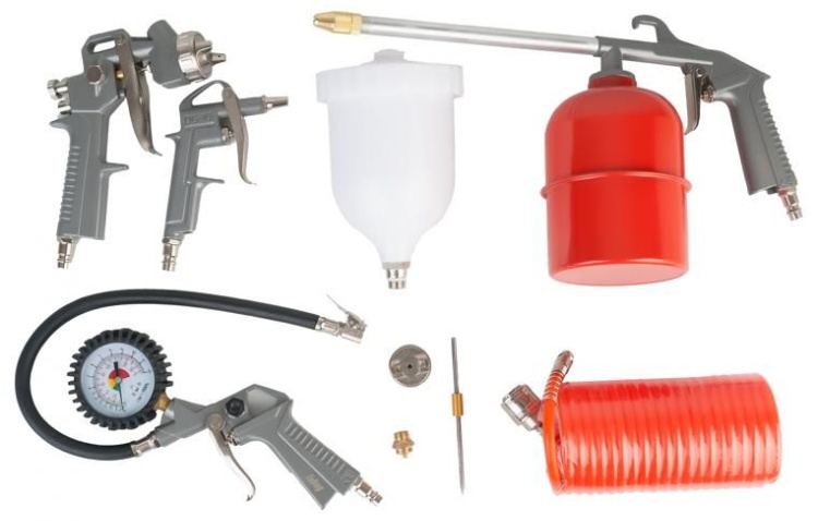 FUBAG Набор пневмоинструмента 5 предметов (краскораспылитель с верхним бачком)