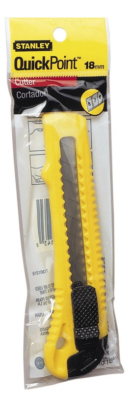 1-10-143 STANLEY  НОЖ QUICK POINT  С ВЫДВИЖНЫМ 18 ММ ЛЕЗВИЕМ С ОТЛАМЫВАЕМЫМИ СЕГМЕНТАМИ