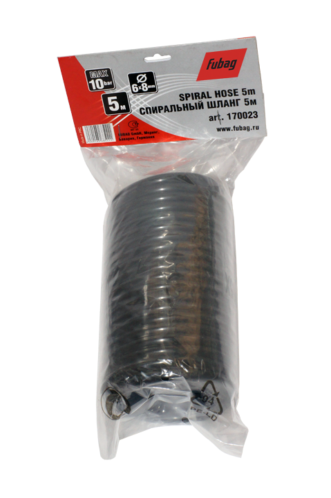 FUBAG Шланг спиральный с фитингами рапид, нейлон, 10бар, 6x8мм, 5м